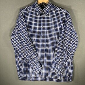 Ike Behar NY Button Up Casual Dress Shirt Mens‎ 2XL Blue